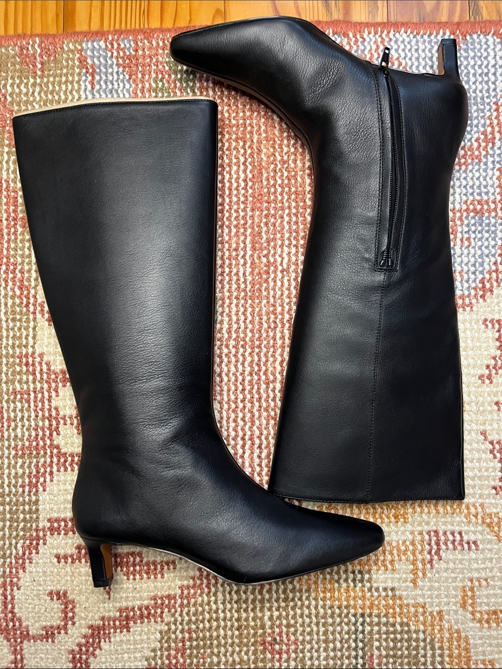 NWOT Madewell The Dimes Knee-High Boots Black Leather Size 8 - Picture 3 of 11